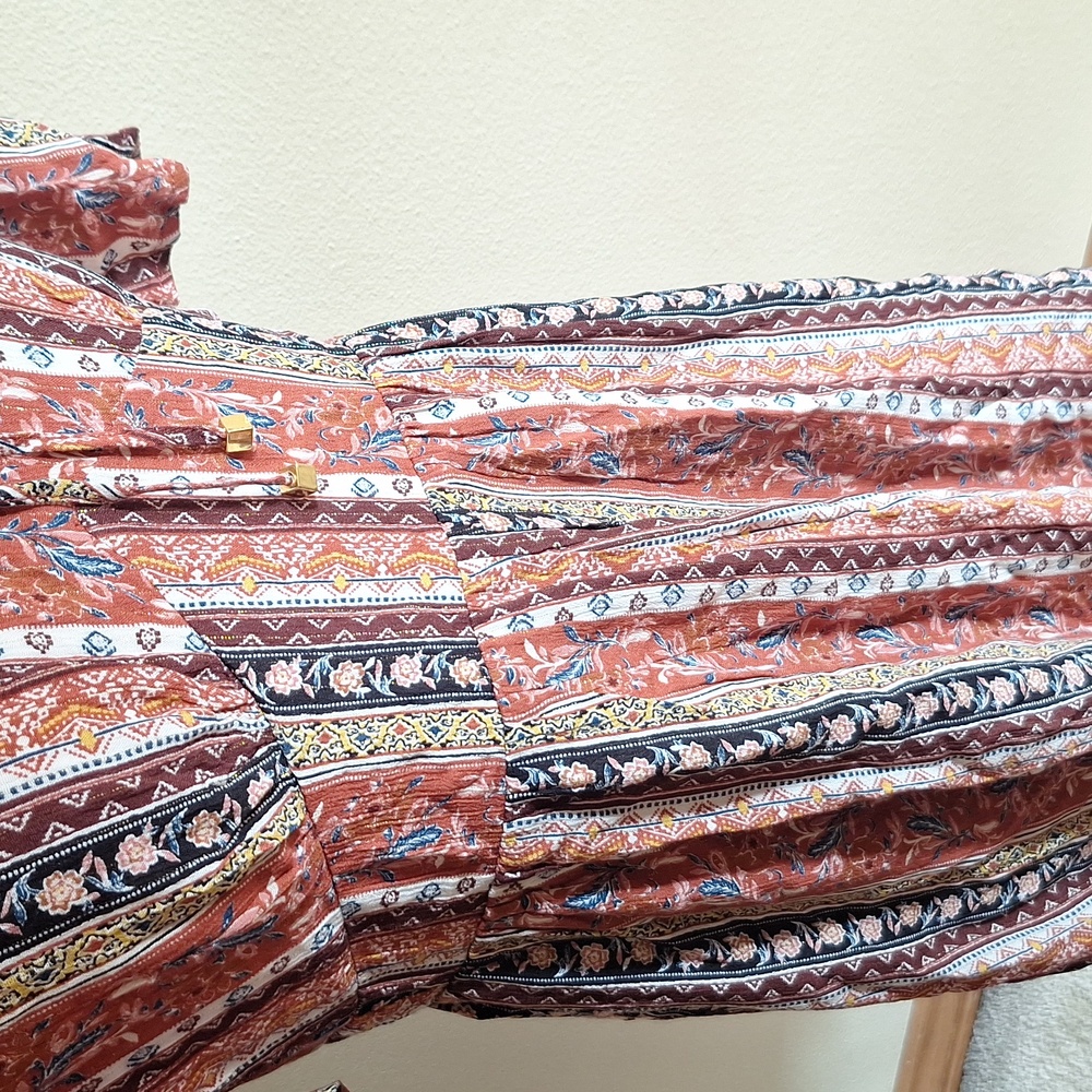 Blue Rain Brown Colorful Dress Garment Size M - Picture 7 of 12